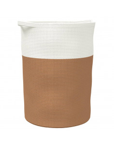 Cestino Portaoggetti Marrone e Bianco Ø49x65 cm in Cotone 2