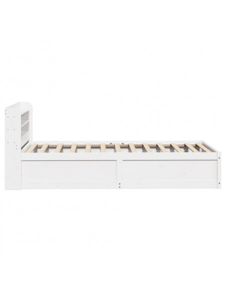 Giroletto con Testiera Bianco 75x190 cm Legno Massello di Pino