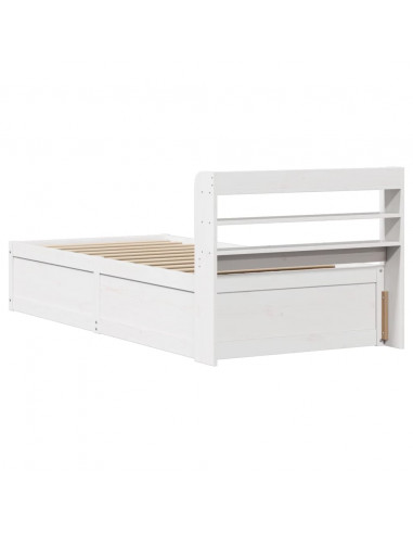 Giroletto con Testiera Bianco 75x190 cm Legno Massello di Pino