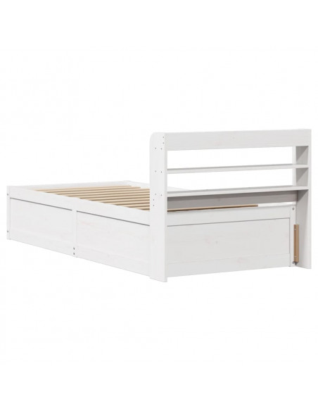 Giroletto con Testiera Bianco 75x190 cm Legno Massello di Pino
