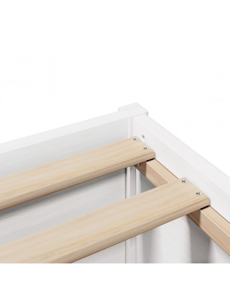 Giroletto con Testiera Bianco 75x190 cm Legno Massello di Pino