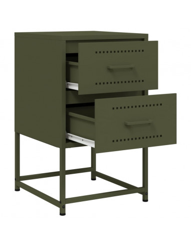 Comodino Verde Oliva 36x39x60,5 cm in Acciaio