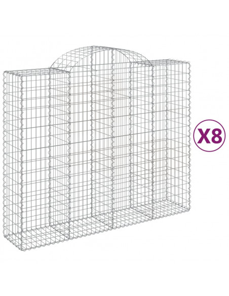 Cesti Gabbioni ad Arco 8 pz 200x50x160/180 cm Ferro Zincato