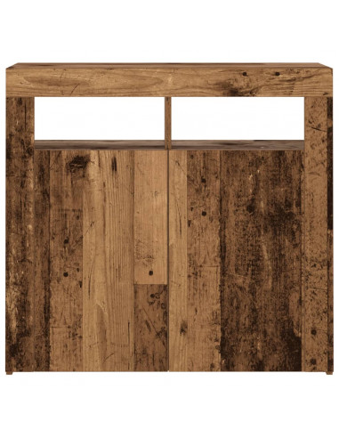 Credenza con Luci LED Legno Antico 80x35x75 cm in Truciolato