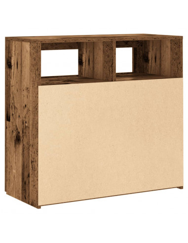 Credenza con Luci LED Legno Antico 80x35x75 cm in Truciolato