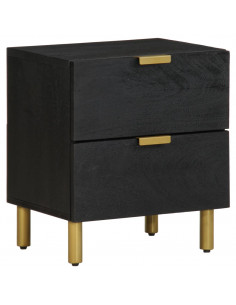 Comodino Nero 40x33x46 cm in Legno Massello di Mango 2