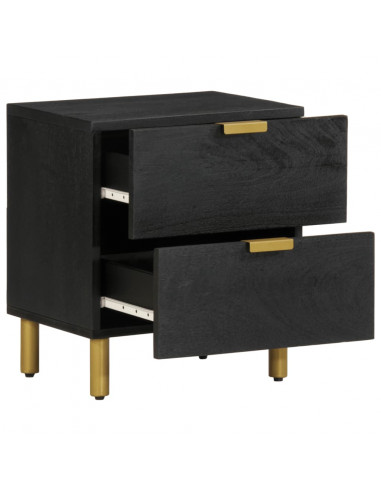 Comodino Nero 40x33x46 cm in Legno Massello di Mango