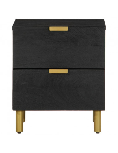 Comodino Nero 40x33x46 cm in Legno Massello di Mango