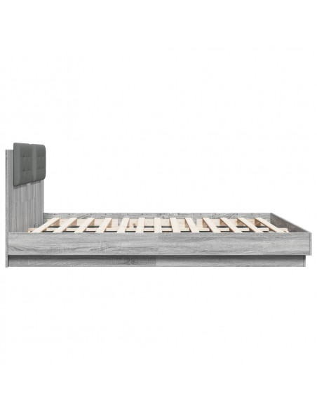 Giroletto con Testiera e LED Grigio Sonoma 160x200 cm