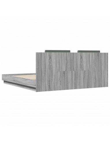 Giroletto con Testiera e LED Grigio Sonoma 160x200 cm