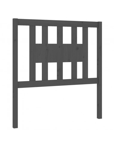 Testiera per Letto Grigia 96x4x100 cm in Legno Massello di Pino