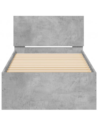 Giroletto con Testiera e LED Grigio Cemento 75x190 cm