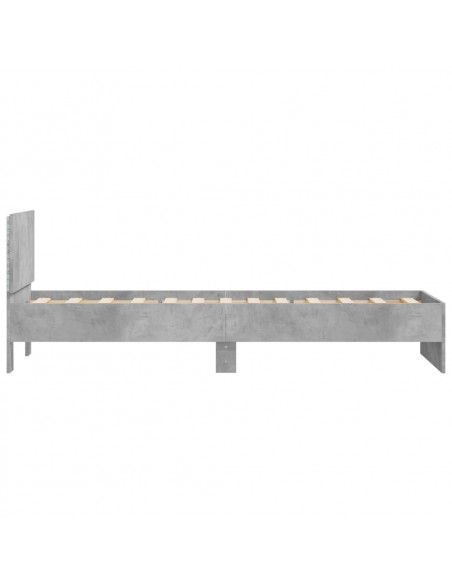 Giroletto con Testiera e LED Grigio Cemento 75x190 cm