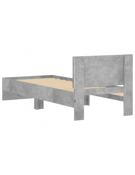 Giroletto con Testiera e LED Grigio Cemento 75x190 cm