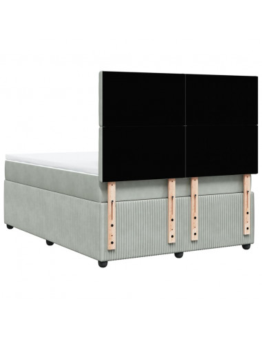 Giroletto a Molle con Materasso Grigio Chiaro 160x200cm Velluto