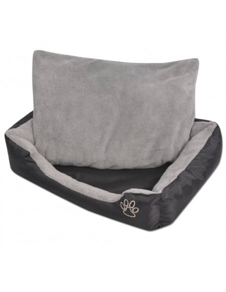 Cuccia per Cani con Cuscino Imbottito Taglia M Nero