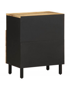 Comodino Nero 50x33x62 cm in Legno Massello di Mango Grezzo 2