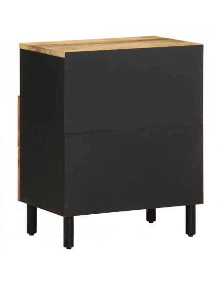 Comodino Nero 50x33x62 cm in Legno Massello di Mango Grezzo