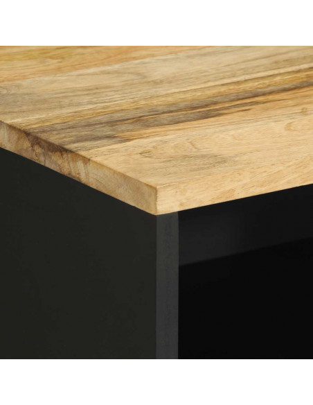 Comodino Nero 50x33x62 cm in Legno Massello di Mango Grezzo