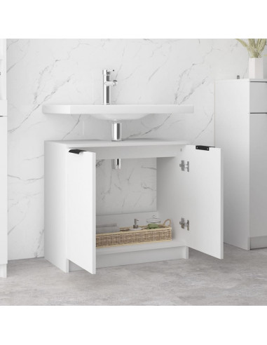 Armadietto da Bagno Bianco 64,5x33,5x59 cm in Legno Multistrato