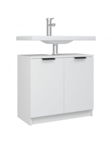 Armadietto da Bagno Bianco 64,5x33,5x59 cm in Legno Multistrato