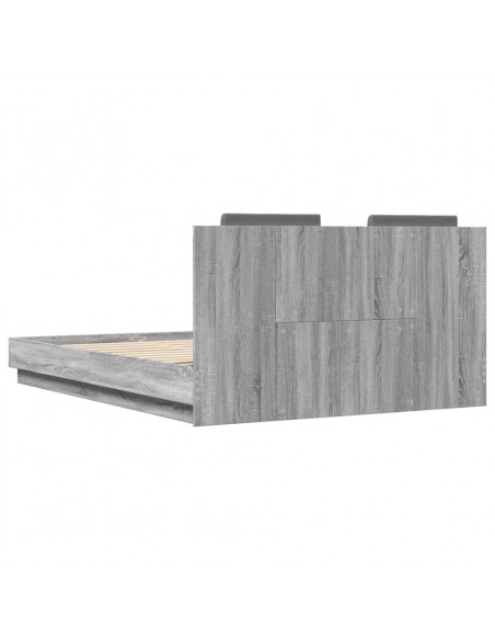 Giroletto con Testiera e LED Grigio Sonoma 140x200 cm