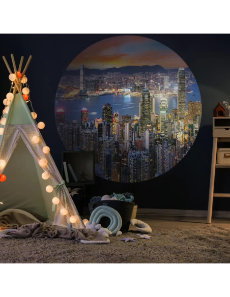 WallArt Cerchio Carta da Parati Skyline by Night 190 cm