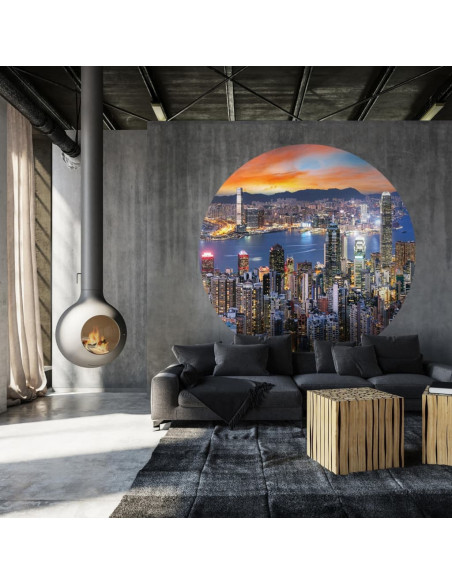 WallArt Cerchio Carta da Parati Skyline by Night 190 cm