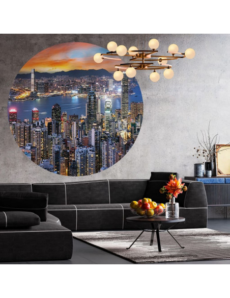 WallArt Cerchio Carta da Parati Skyline by Night 190 cm