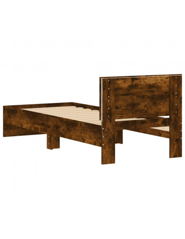 Giroletto con Testiera e LED Rovere Fumo 90x190 cm