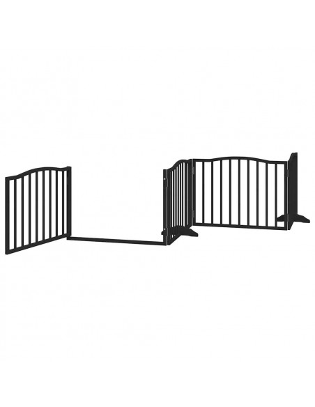 Cancello Cani Porta Pieghevole Nero 8 Pannelli 640 cm Pioppo