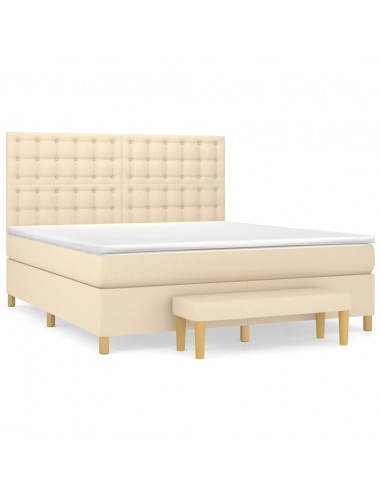 Giroletto a Molle con Materasso Crema 160x200 cm in Tessuto