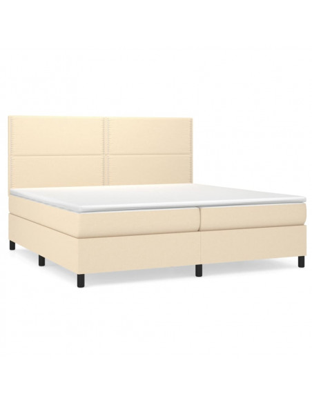 Giroletto a Molle con Materasso Crema 200x200 cm in Tessuto
