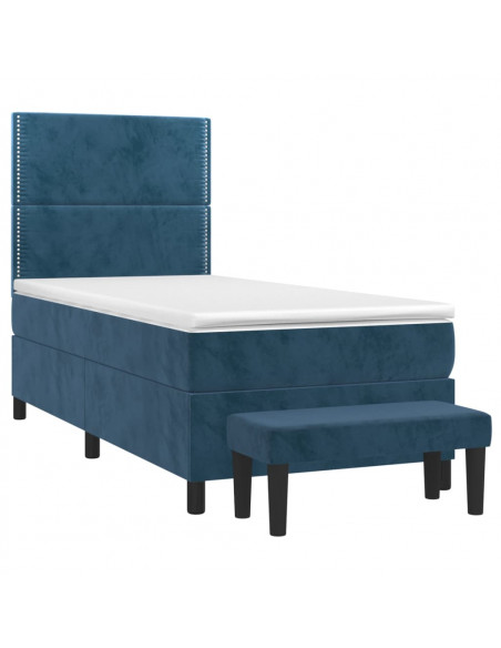 Giroletto a Molle con Materasso Blu Scuro 80x200 cm in Velluto