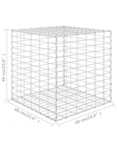 Gabbione Letto Rialzato a Cubo in Filo di Acciaio 60x60x60 cm