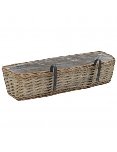 Fioriere da Balcone 2 pz in Vimini con Rivestimento in PE 60 cm