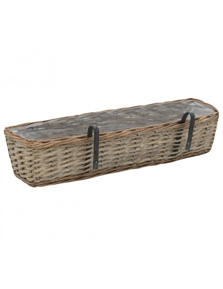 Fioriere da Balcone 2 pz in Vimini con Rivestimento in PE 80 cm