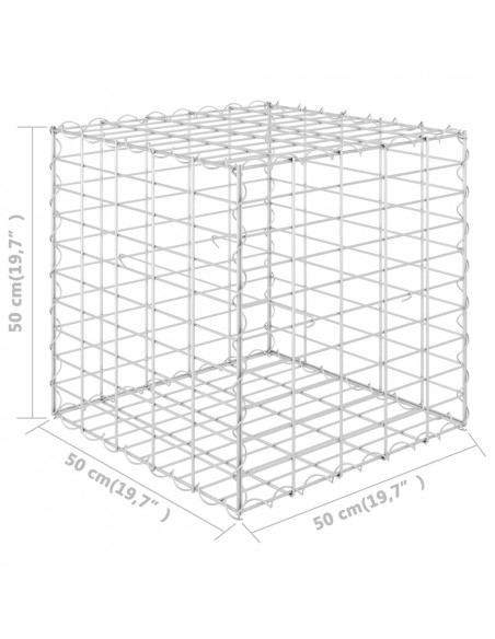Gabbione Letto Rialzato a Cubo in Filo di Acciaio 50x50x50 cm