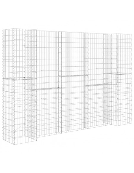 Gabbione Fioriera ad "H" in Filo di Acciaio 260x40x180 cm
