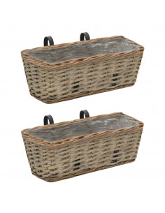 Fioriere da Balcone 2 pz in Vimini con Rivestimento in PE 40 cm 2