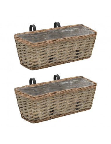 Fioriere da Balcone 2 pz in Vimini con Rivestimento in PE 40 cm