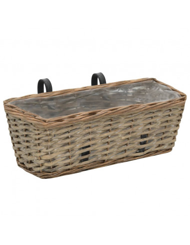 Fioriere da Balcone 2 pz in Vimini con Rivestimento in PE 40 cm