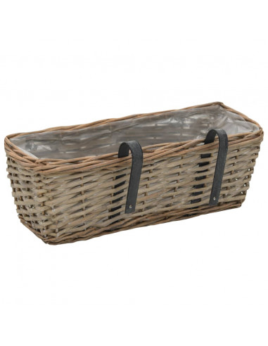 Fioriere da Balcone 2 pz in Vimini con Rivestimento in PE 40 cm