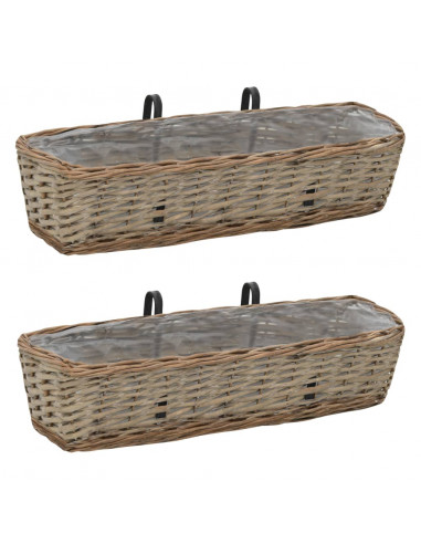 Fioriere da Balcone 2 pz in Vimini con Rivestimento in PE 60 cm