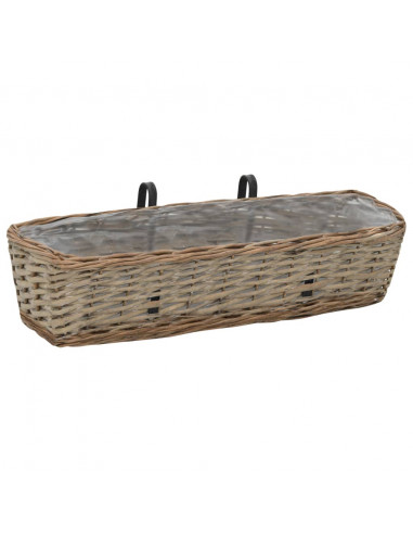 Fioriere da Balcone 2 pz in Vimini con Rivestimento in PE 60 cm