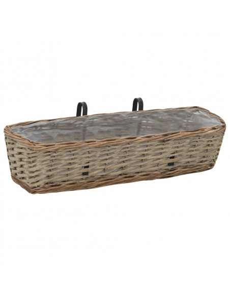 Fioriere da Balcone 2 pz in Vimini con Rivestimento in PE 60 cm