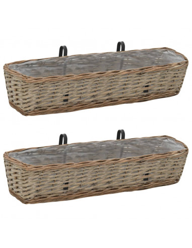 Fioriere da Balcone 2 pz in Vimini con Rivestimento in PE 80 cm