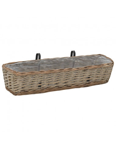 Fioriere da Balcone 2 pz in Vimini con Rivestimento in PE 80 cm