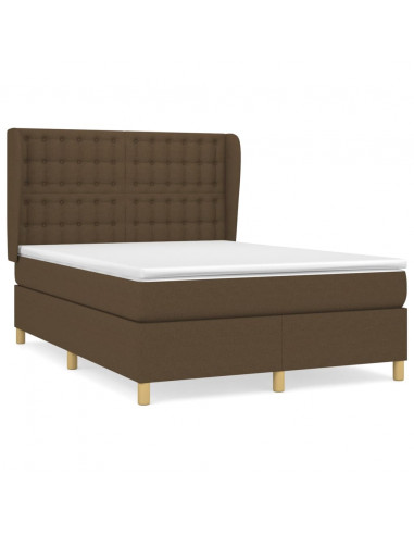 Giroletto a Molle con Materasso Marrone Scuro 140x190cm Tessuto