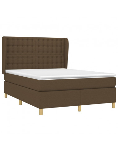 Giroletto a Molle con Materasso Marrone Scuro 140x190cm Tessuto